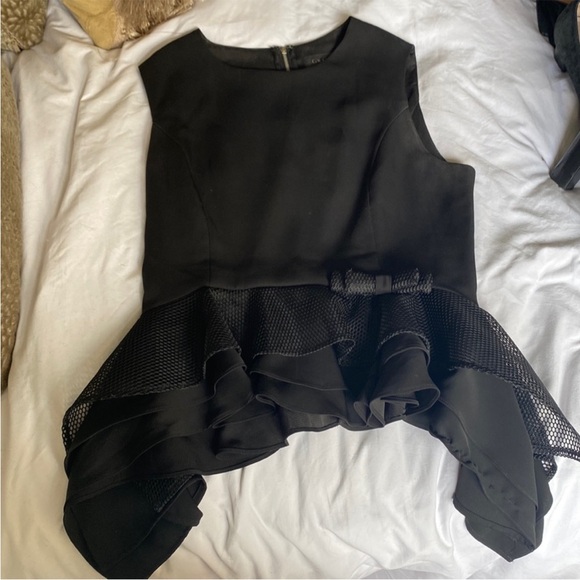 GRACIA Black Peplum Top with Bow 🎀 - Picture 1 of 4